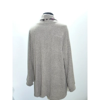 Melanżowy luźny sweter OVERSIZE z golfem - złoty beż